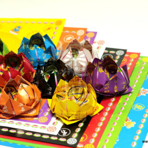 悉地八彩全彩莲花纸金 18"